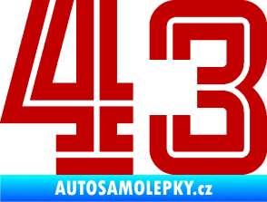 Samolepka Startovní číslo 43 typ 7 tmavě červená