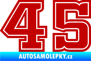 Samolepka Startovní číslo 45 typ 5 tmavě červená