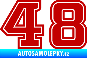 Samolepka Startovní číslo 48 typ 5 tmavě červená
