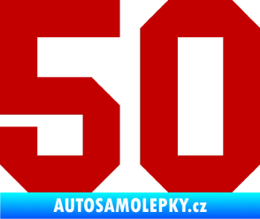 Samolepka Startovní číslo 50 tmavě červená