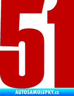 Samolepka Startovní číslo 51 typ 2 tmavě červená