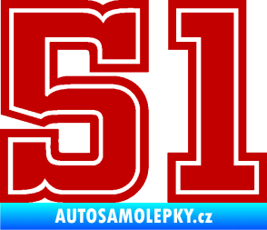 Samolepka Startovní číslo 51 typ 5 tmavě červená