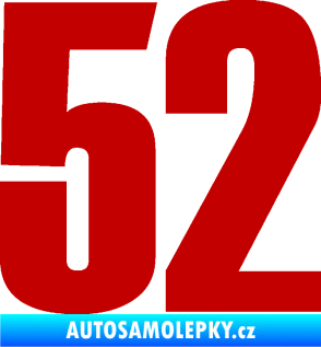 Samolepka Startovní číslo 52 typ 2  tmavě červená