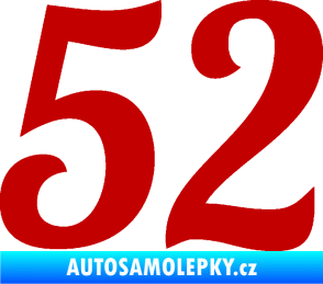 Samolepka Startovní číslo 52 typ 3 tmavě červená