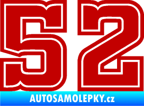 Samolepka Startovní číslo 52 typ 5 tmavě červená