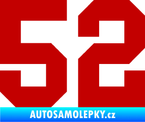 Samolepka Startovní číslo 52 tmavě červená