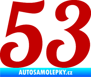 Samolepka Startovní číslo 53 typ 3 tmavě červená