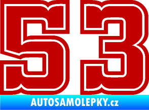 Samolepka Startovní číslo 53 typ 5 tmavě červená