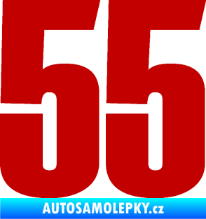 Samolepka Startovní číslo 55 typ 2   tmavě červená