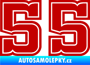 Samolepka Startovní číslo 55 typ 5 tmavě červená