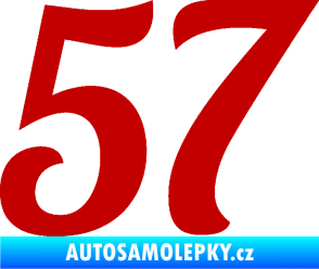 Samolepka Startovní číslo 57 typ 3 tmavě červená
