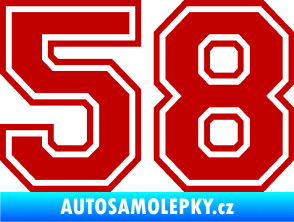 Samolepka Startovní číslo 58 typ 4 tmavě červená