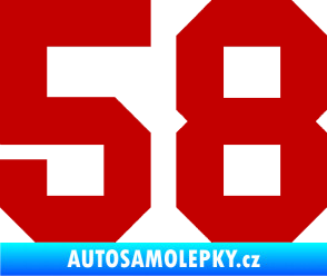 Samolepka Startovní číslo 58 tmavě červená