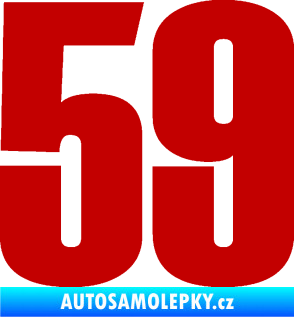 Samolepka Startovní číslo 59 typ 2    tmavě červená
