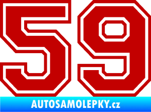 Samolepka Startovní číslo 59 typ 4 tmavě červená