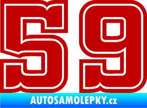 Samolepka Startovní číslo 59 typ 5 tmavě červená