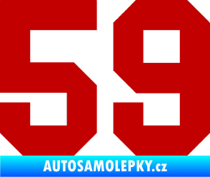Samolepka Startovní číslo 59 tmavě červená