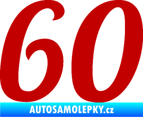 Samolepka Startovní číslo 60 typ 3 tmavě červená