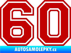 Samolepka Startovní číslo 60 typ 4 tmavě červená