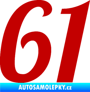 Samolepka Startovní číslo 61 typ 3 tmavě červená