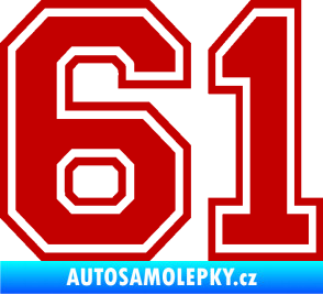 Samolepka Startovní číslo 61 typ 4 tmavě červená