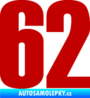 Samolepka Startovní číslo 62 typ 2  tmavě červená