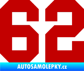 Samolepka Startovní číslo 62 tmavě červená