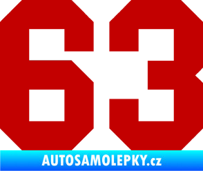 Samolepka Startovní číslo 63 tmavě červená