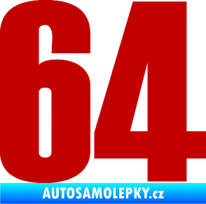 Samolepka Startovní číslo 64 typ 2    tmavě červená