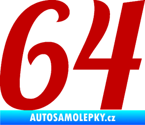 Samolepka Startovní číslo 64 typ 3 tmavě červená
