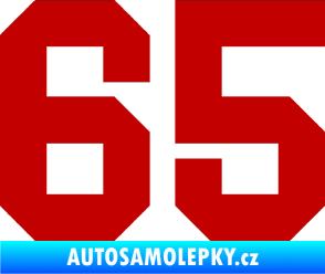 Samolepka Startovní číslo 65 tmavě červená