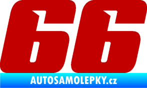 Samolepka Startovní číslo 66 typ 6 tmavě červená