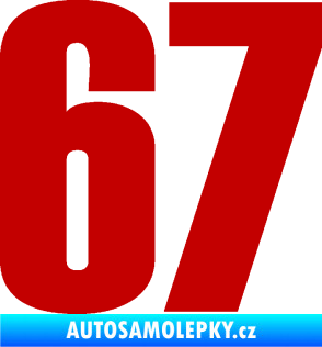 Samolepka Startovní číslo 67 typ 2      tmavě červená