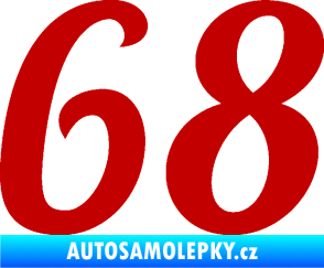 Samolepka Startovní číslo 68 typ 3 tmavě červená