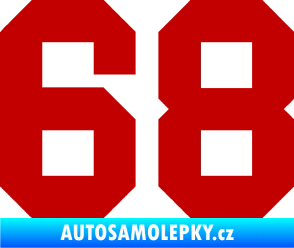 Samolepka Startovní číslo 68 tmavě červená