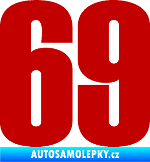 Samolepka Startovní číslo 69 typ 2        tmavě červená