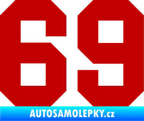 Samolepka Startovní číslo 69 tmavě červená