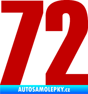Samolepka Startovní číslo 72 typ 2   tmavě červená