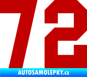 Samolepka Startovní číslo 72 tmavě červená