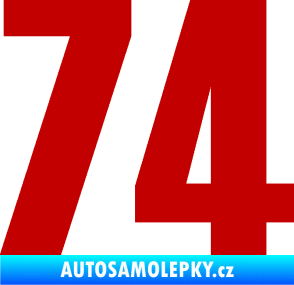 Samolepka Startovní číslo 74 typ 2     tmavě červená