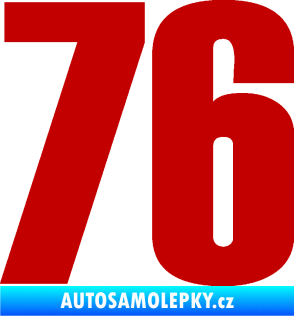 Samolepka Startovní číslo 76 typ 2       tmavě červená