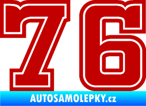 Samolepka Startovní číslo 76 typ 5 tmavě červená