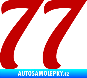 Samolepka Startovní číslo 77 typ 3   tmavě červená