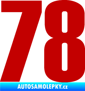 Samolepka Startovní číslo 78 typ 2         tmavě červená