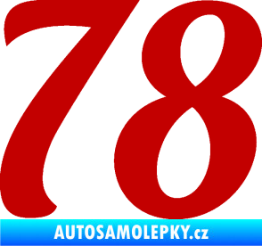 Samolepka Startovní číslo 78 typ 3   tmavě červená