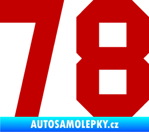 Samolepka Startovní číslo 78 tmavě červená
