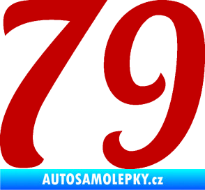 Samolepka Startovní číslo 79 typ 3   tmavě červená