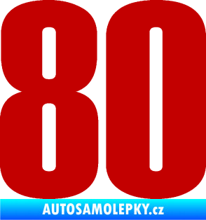Samolepka Startovní číslo 80 typ 2           tmavě červená