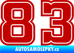 Samolepka Startovní číslo 83 typ 5 tmavě červená