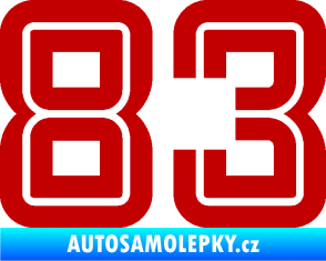 Samolepka Startovní číslo 83 typ 7 tmavě červená